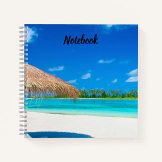 Cuaderno elegante de playa de mar hermosa