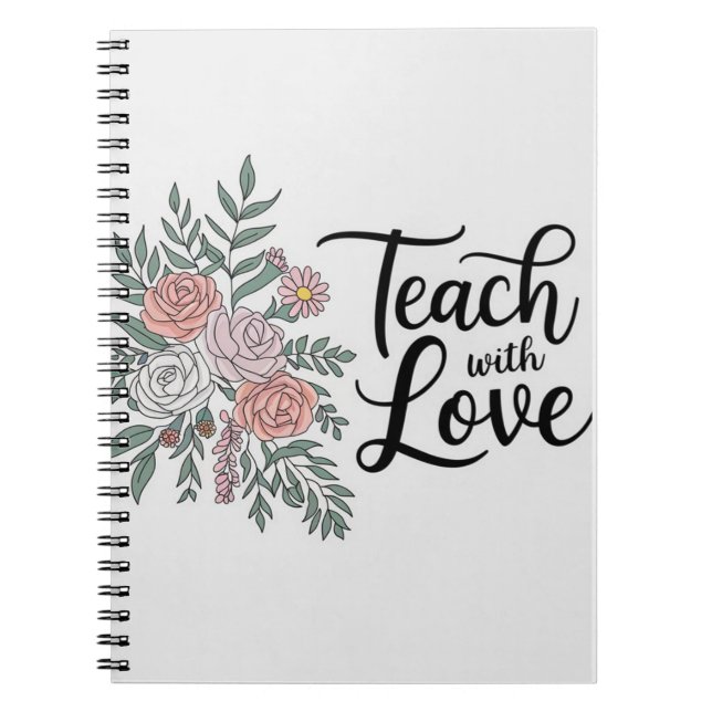 Cuaderno elegante de profesores con flores (Frente)
