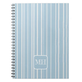 Cuaderno Elegante de rayas azules monogramadas