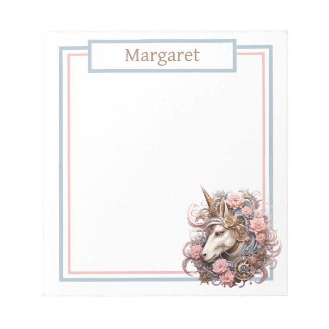 Cuaderno elegante de unicornio rosa (Frente)