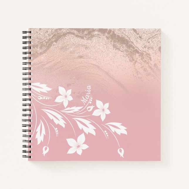 Cuaderno Elegante degradado moderno rosa purpurina dorado f (Anverso)