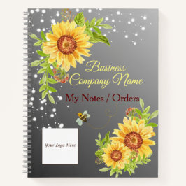 Cuaderno Elegante degradado Personalizado de girasol amaril