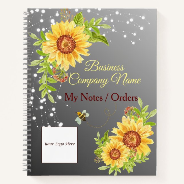 Cuaderno Elegante degradado Personalizado de girasol amaril (Anverso)