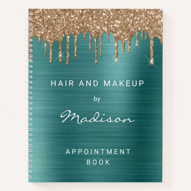 Cuaderno Elegante designación de gotero verde de oro brilla (Anverso)