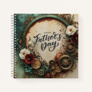 Cuaderno Elegante Día del Padre Steampunk y plum florals