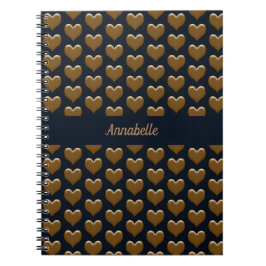 Cuaderno Elegante Diario de Corazones de Oro Cepillado Gran