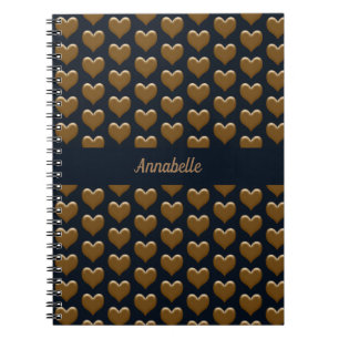 Cuaderno Elegante Diario de Corazones de Oro Cepillado Gran