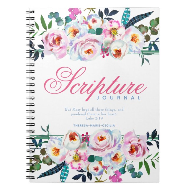 Cuaderno Elegante Diario De Escritura Con Flor Rosa Nombrad (Frente)