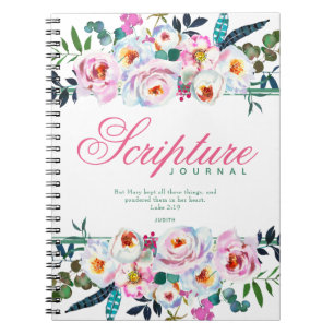 Cuaderno Elegante Diario de Escritura con Flora Rosa Verde