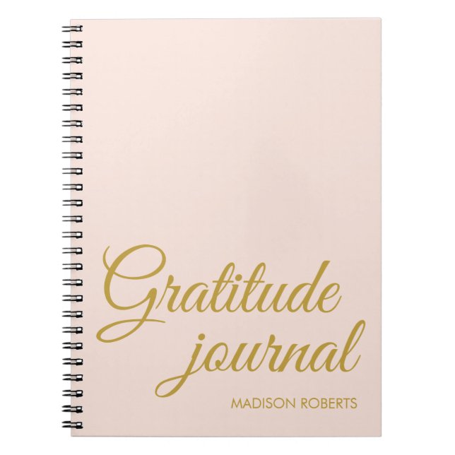 Cuaderno Elegante diario de gratitud rosa simple y rubio (Frente)