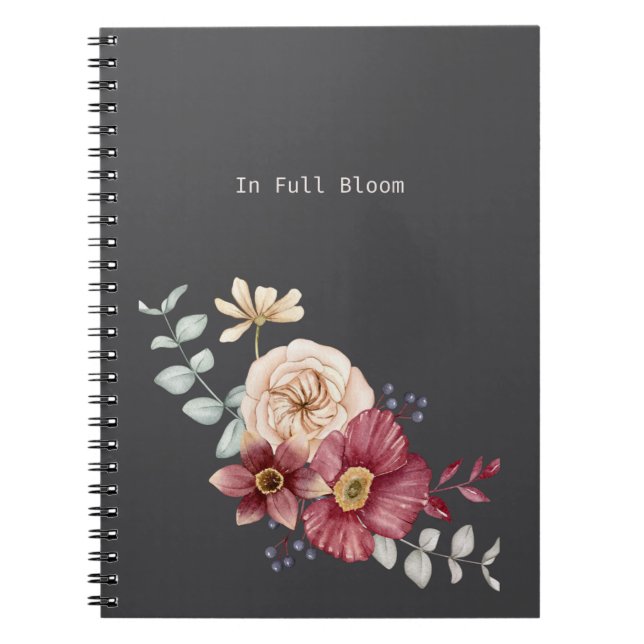 Cuaderno Elegante Diario Floral Gris, Rust & Peach (Frente)