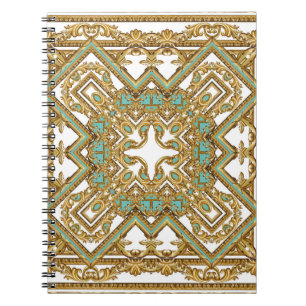 Cuaderno Elegante diseño barroco dorado, ornamental.