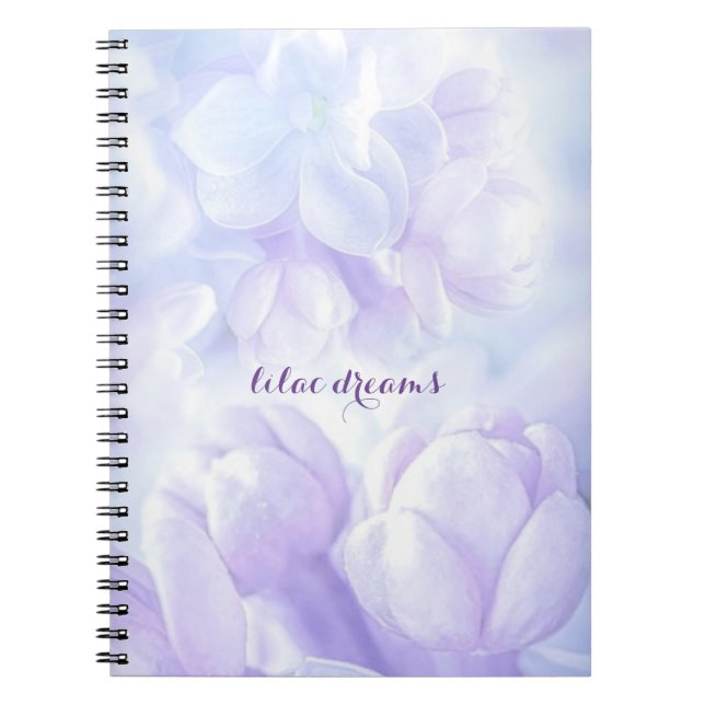 Cuaderno Elegante Diseño de Flores de Lino Púrpura Ligera (Frente)