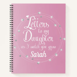 Cuaderno Elegante diseño de letras brillantes rosadas de di