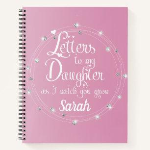 Cuaderno Elegante diseño de letras brillantes rosadas de di