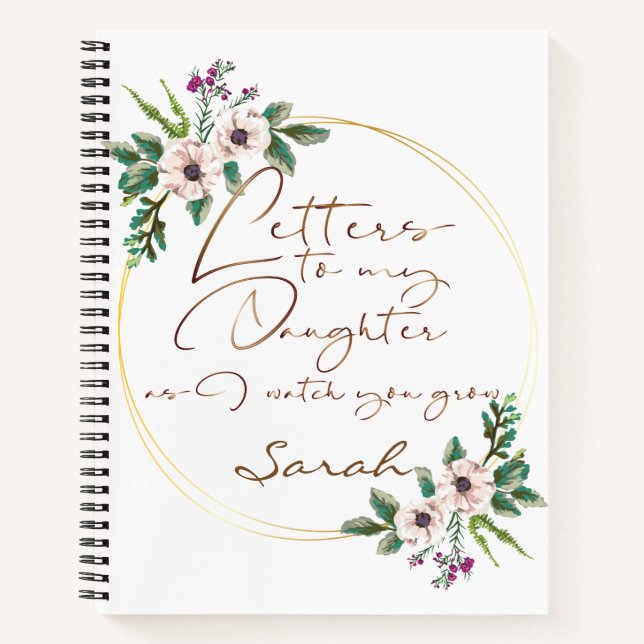 Cuaderno Elegante diseño de letras de moda floral (Anverso)