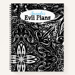 Cuaderno Elegante diseño de mandala en blanco y negro, pil