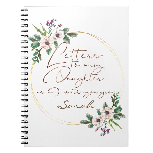 Cuaderno Elegante diseño de moda de letras florales (Frente)