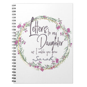 Cuaderno Elegante diseño de moda de letras púrpuras florale