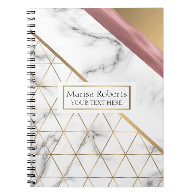 Cuaderno Elegante diseño de oro rosa de mármol (Frente)