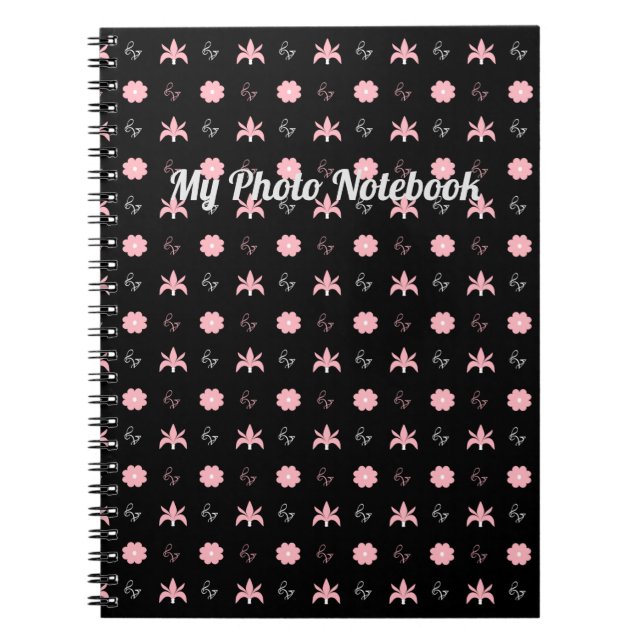 Cuaderno Elegante diseño negro y rosa (Frente)
