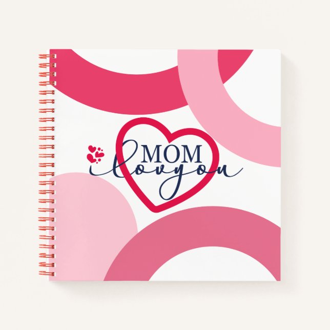 Cuaderno Elegante diseño Texto Mamá te amo con corazón (Anverso)