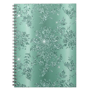 Cuaderno Elegante diseño Verde azulado de Purpurina platead