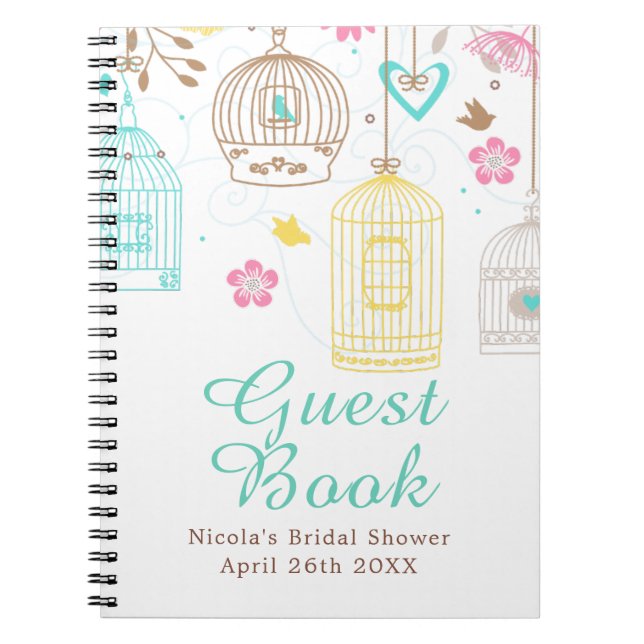 Cuaderno Elegante Ducha de Novia Floral Amarillo y Rosa (Frente)