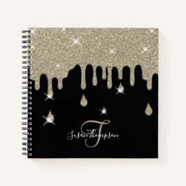Cuaderno Elegante Efecto de Brillo de Plata Personalizado