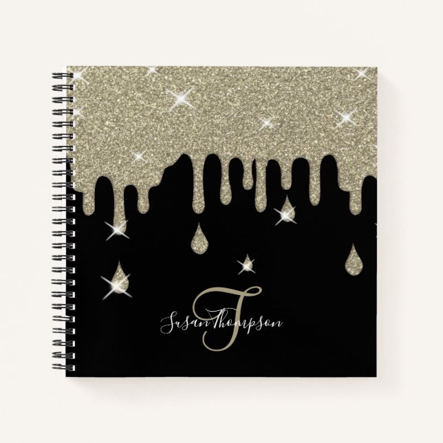 Cuaderno Elegante Efecto de Brillo de Plata Personalizado (Anverso)