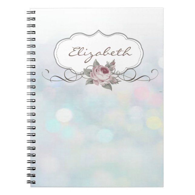 Cuaderno Elegante, elegante, bokeh, Rosa (Frente)