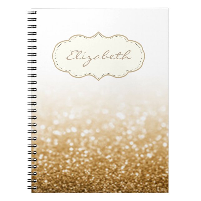 Cuaderno Elegante, elegante, brillante, Purpurinoso Bokeh (Frente)