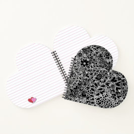 Cuaderno Elegante encaje floral en blanco y negro con forma