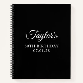 Cuaderno Elegante escritura en negro y blanco Cumpleaños 50