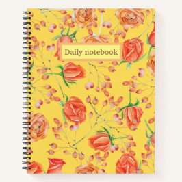 Cuaderno Elegante estampado de bonito amarillo floral