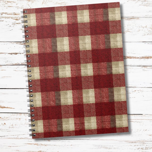 Cuaderno Elegante Estampado de Cuadros Burgundy Marfil Rojo (Subido por el creador)