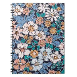 Cuaderno Elegante estampado floral en flor de tracción a ma