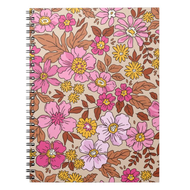 Cuaderno Elegante estampado floral en pequeñas manos dibuja (Frente)