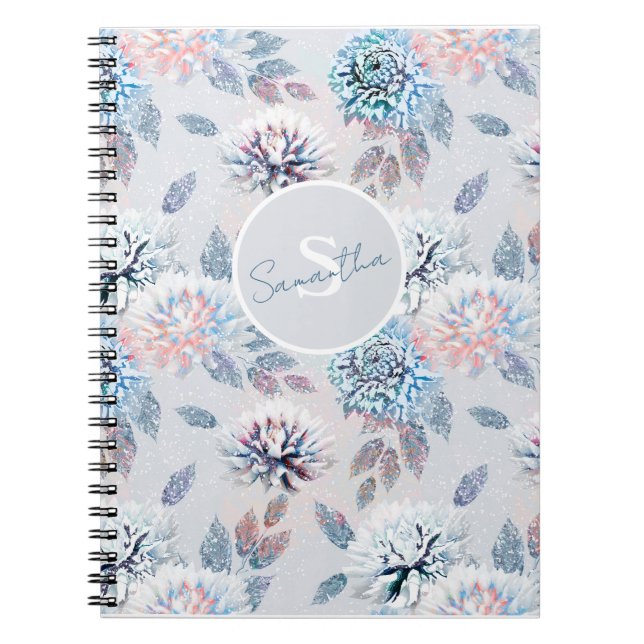 Cuaderno Elegante estampado floral retro. (Frente)