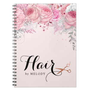 Cuaderno Elegante estilista de las tijeras de oro rosa de c