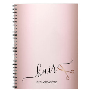 Cuaderno Elegante estilista moderno de tijeras rosa doradas
