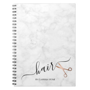 Cuaderno Elegante estilista moderno de tijeras rosa doradas