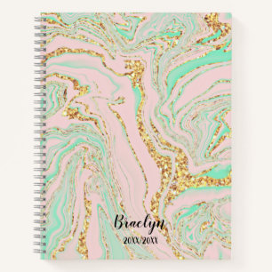 Cuaderno Elegante estilo de martillería de oro rosa de la m