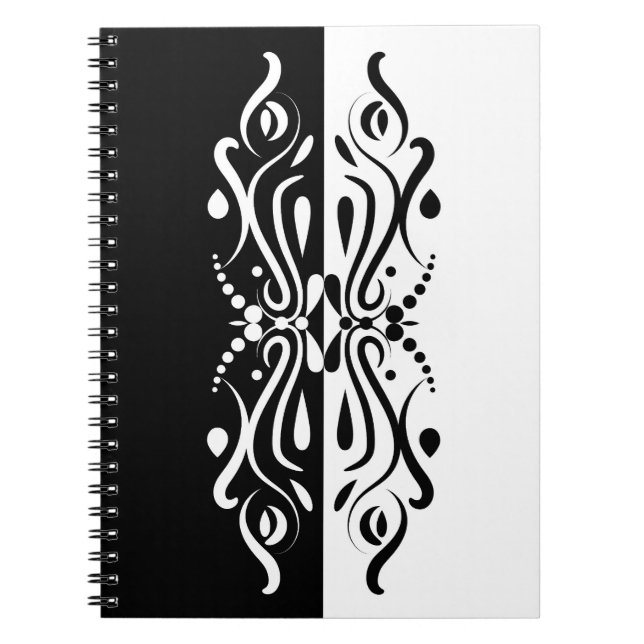 Cuaderno Elegante estilo Harlequin negro y blanco abstracto (Frente)