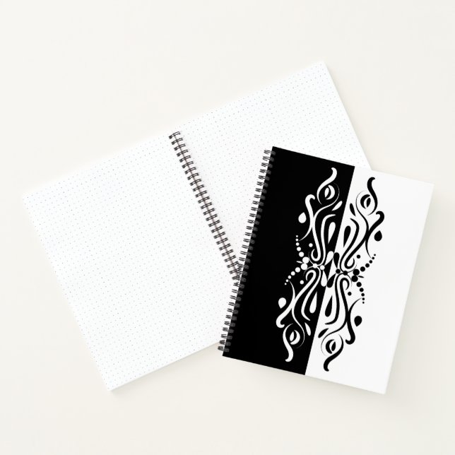 Cuaderno Elegante estilo Harlequin negro y blanco abstracto (Interior)