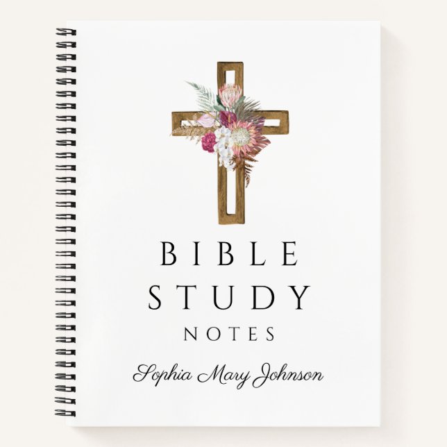 Cuaderno Elegante estudio de la biblia religiosa floral (Anverso)