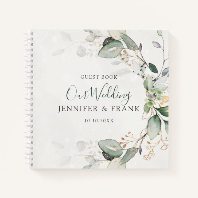 Cuaderno Elegante Eucalyptus Greenery Botánico (Anverso)