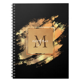 Cuaderno Elegante Falso Oro Glam Pincelada Monograma