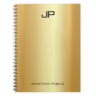 Cuaderno Elegante Faux Gold Modern Monogramed Template