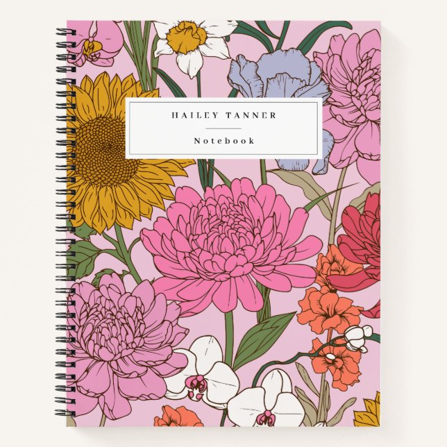 Cuaderno Elegante Flor Botánica Chic Floral Colorido (Anverso)